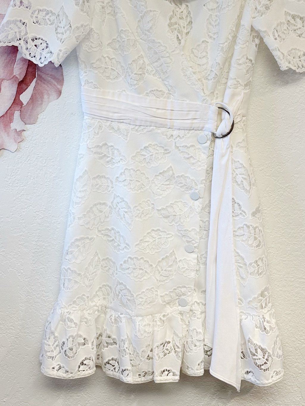 Sandro White Lace Mini Broderie Anglaise Wrap Around Dress New With Tags Size 36 — image 7 of 8